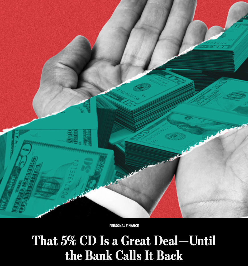 That 5% CD Is a Great Deal, Until the Bank Calls It Back